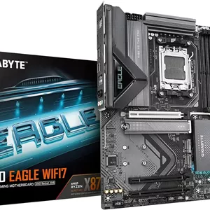 مادربرد GIGABYTE X870 Eagle WIFI7 AM5 LGA 1718, ATX, DDR5, 4X M.2, PCIe 5.0, USB4, Wi-Fi 7, 2.5GbE LAN, EZ-Latch, Q-Flash