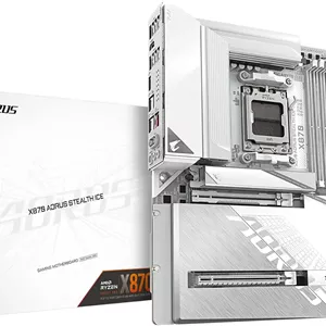 مادربرد GIGABYTE X870 AORUS Stealth ICE AMD AM5، ATX، DDR5، 4X M.2، PCIe 5.0، 2xUSB-4، USB-C، WIFI7، 5GbE LAN، EZ-Latch