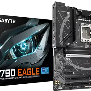 مادربرد GIGABYTE Z790 EAGLE - پشتیبانی از پردازنده های نسل 14 اینتل Core، دارای VRM با 12 1 1 فاز، پشتیبانی از DDR5 تا 7600 مگاهرتز (OC)، دارای 3xPCIe 4.0 M.2، شبکه 2.5GbE LAN، USB 3.2 Gen 2