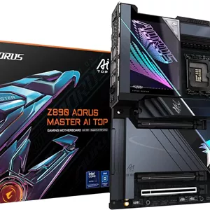 مادربرد GIGABYTE Z890 AORUS MASTER AI TOP - پشتیبانی از پردازنده‌های Intel Core Ultra (سری 2)، VRM با 20 1 2 فاز، پشتیبانی از DDR5 تا 9500 مگاهرتز (OC)، PCIe 5.0 M.2، Wi-Fi 7، Thunderbolt 4