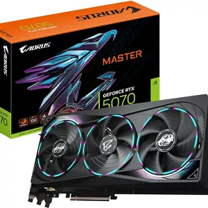 کارت گرافیک گیگابایت AORUS GeForce RTX 5070 MASTER 12G - حافظه 12 گیگابایت GDDR7، رابط 192 بیتی، PCI-E 5.0، فرکانس هسته 2715 مگاهرتز، 3 پورت DP 2.1a، 1 پورت HDMI 2.1b، NVIDIA DLSS 4، مدل GV-N5070AORUS M-12GD