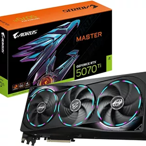 کارت گرافیک گیگابایت AORUS GeForce RTX 5070 Ti MASTER 16G - حافظه 16 گیگابایت GDDR7، رابط 256 بیتی، PCI-E 5.0، فرکانس هسته 2670 مگاهرتز، 3 پورت DP 2.1a، 1 پورت HDMI 2.1b، NVIDIA DLSS 4، GV-N507TAORUS M-16GD