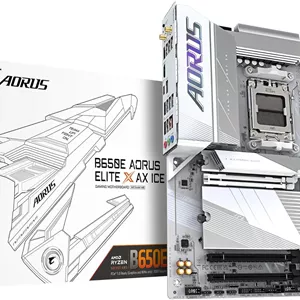 مادربرد گیگابایت B650E AORUS ELITE X AX ICE - پشتیبانی از پردازنده های AMD Ryzen 8000، دارای VRM با 12 2 2 فاز، پشتیبانی از DDR5 تا 8000 مگاهرتز (OC)، دارای 1xPCIe 5.0 M22xPCIe 4.0 M.2، Wi-Fi 6E، LAN 2.5GbE، USB 3.2 Gen 2