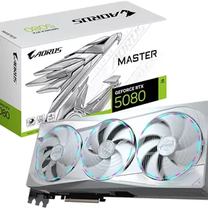 کارت گرافیک GIGABYTE AORUS GeForce RTX 5080 Master ICE 16G، سیستم خنک کننده WINDFORCE، حافظه 16 گیگابایتی 256 بیتی GDDR7، کارت ویدیویی GV-N5080AORUSM ICE-16GD