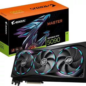 کارت گرافیک GIGABYTE AORUS GeForce RTX 5090 Master 32G، سیستم خنک کننده WINDFORCE، حافظه 32 گیگابایت 512 بیتی GDDR7، کارت ویدیو GV-N5090AORUS M-32GD