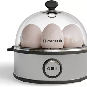 تخم مرغ پز سریع NutriCook: تخم مرغ پز برقی با ظرفیت 7 تخم مرغ برای تخم مرغ آب پز، تخم مرغ نیمرو، تخم مرغ همزده یا املت با قابلیت خاموش شدن خودکار - نقره ای