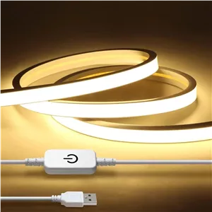 نوار چراغ ال ای دی Boolygo [2M/6.5FT] 5V USB، نوار چراغ ال ای دی COB، نور سفید گرم 3000K، انعطاف پذیر، غیر قابل تنظیم نور، چراغ های ال ای دی USB برای نورپردازی داخلی خانه، دکور اتاق DIY، چراغ های ال ای دی 5 ولت تلویزیون (گرم، 3M/9.8 FT)
