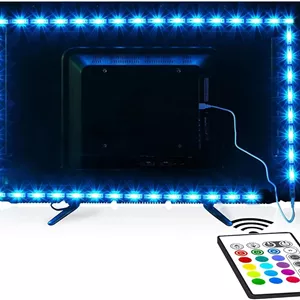 چراغ نواری LED مایلیت، چراغ پس زمینه تلویزیون LED از پیش برش خورده 4.3 متری RGB برای تلویزیون های HD 65-75 اینچی، 4 عدد چراغ تلویزیون USB با کنترل از راه دور 16 رنگ قابل تغییر 5050 LED نورپردازی اریب برای سینمای خانگی