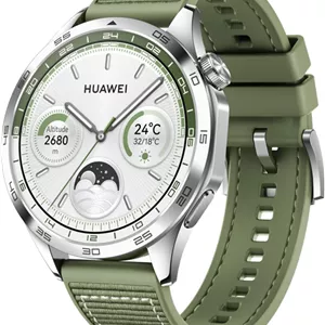 ساعت هوشمند HUAWEI Watch GT4 46mm، عمر باتری تا 2 هفته، موقعیت یابی GNSS دو بانده پنج سیستمه، تجزیه و تحلیل آریتمی موج پالس، نظارت بر سلامت 24/7، سازگار با اندروید و iOS، سبز