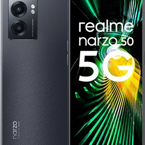گوشی موبایل realme narzo 50 5G (مشکی هایپر، 4 گیگابایت رم64 گیگابایت حافظه داخلی) پردازنده Dimensity 810 5G | دوربین 48 مگاپیکسلی Ultra HD