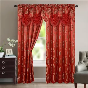 ست دو عددی پرده لوکس و زیبای Elegant Comfort با والان و آستر متصل، سایز 54 در 84 اینچ، قرمز