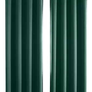 پرده بلک اوت X spring، دو عدد، سبز تیره، 140x240 سانتی متر، عایق حرارتی، پرده های تاریک کننده اتاق، پرده های پنجره مسدود کننده 100% نور برای اتاق خواب، اتاق نشیمن و اتاق کودک