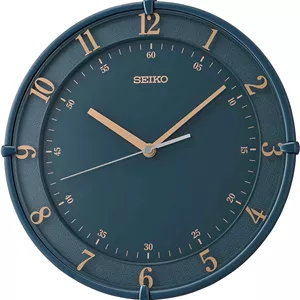 ساعت دیواری سیکو مدل Elegant Round آبی پلاستیکی آنالوگ با اعداد انگلیسی، مناسب دکوراسیون منزل/محل کار با حرکت روان (سایز: 30.7 x 4.6 x 30.7 سانتی متر | وزن: 1000 گرم) QXA805LT