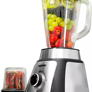 مخلوط کن 2 در 1 Geepas با پارچ شیشه ای 1.5 لیتری و آسیاب 600 وات، مشکی، GSB44076UK