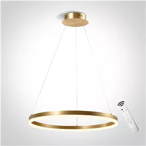 چراغ آویز LED - 60 وات با ریموت کنترل ~6000k سفید، 4500k خنثی، 3000k گرم~ جنس اکریلیک لوستر LED چراغ آویز مناسب اتاق نشیمن، اتاق خواب | لوستر آویز هوشمند دیمر دار (طلایی)