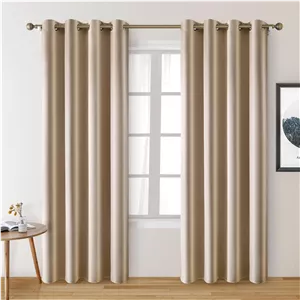 پرده های خاموشی ابریشمی مصنوعی بژ HOMEIDEAS، 2 پنل، پرده های ساتن عایق حرارتی تیره کننده اتاق برای اتاق خواب طلایی شامپاین داخلی
