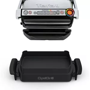 گریل تماسی و فر تفال OptiGrill & Bake به همراه سینی پخت، 6 برنامه، نمایشگر سطح پخت، صفحات جداشدنی، گریل برقی، استیل ضد زنگ، GC714D10، نقره ای