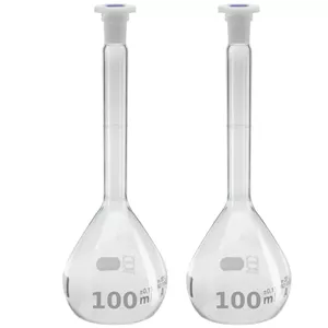 بسته 2 عددی ارلن حجمی 100 میلی لیتری King Mariot Medical Equipments، شیشه بوروسیلیکات مدرج سنگین، ظرفیت 100 میلی لیتر برای لوازم آزمایشگاهی زیست شناسی شیمی