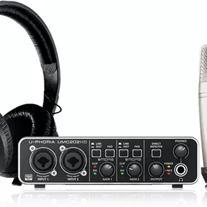 مجموعه کامل استودیویی Behringer U-Phoria Studio Pro با رابط صوتی USB با کیفیت بالا، میکروفون کندانسور، هدفون و موارد دیگر