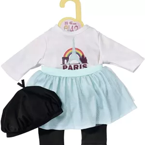ست لباس دالی مدا مدل Paris Look مناسب عروسک های 43 سانتی متری - مناسب برای دستان کوچک، بازی خلاقانه باعث تقویت همدلی و مهارت های اجتماعی می شود، برای کودکان 3 سال به بالا - شامل لگ، دامن و کلاه