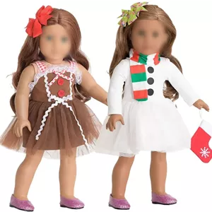 لباس عروسک 18 اینچی Sweet Dolly با طرح کریسمس، لوازم جانبی عروسک، لباس مهمانی کریسمس عروسک 18 اینچی با طرح آدم برفی و شیرینی زنجبیلی مناسب برای عروسک 18 اینچی