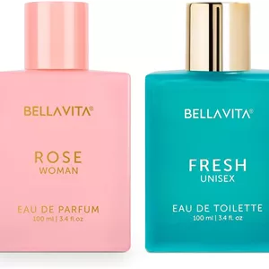 مجموعه ادو تویلت унисекс فرش و ادو پرفیوم رز زنانه Bella Vita Luxury، بسته 2 عددی عطر مایع ممتاز با ماندگاری طولانی و W، هر کدام 100 میلی لیتر