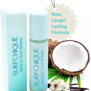 عطر روغنی زنانه رولی SURFCHIQUE با رایحه استوایی ساحل، نارگیل، وانیل و رایحه ای از انبه و پاپایا - حس شن در ساحل