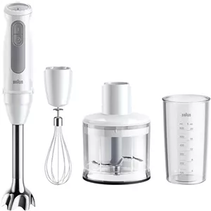 مخلوط کن دستی 1000 وات براون MultiQuick 5 با پیمانه، خردکن 500 میلی لیتری، همزن، PowerBell VPlus، 21 سرعت، SplashControl برای خرد کردن، آسیاب ماسالا، چاتنی، پوره، اسموتی، سوپ، شیک MQ50236M