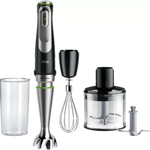 مخلوط کن دستی Braun MultiQuick 9، همزن دستی، غذاساز XL، فناوری Active PowerDrive، خردکن 500 میلی لیتری، لیوان 600 میلی لیتری بدون BPA با درب، 1200 وات، 220-240 ولت، 50-60 هرتز، MQ 9135XI، مشکی