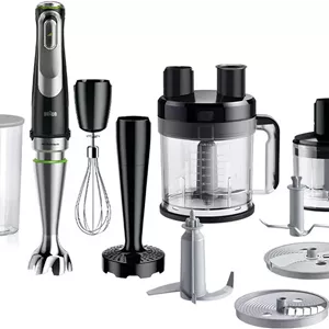 ست مخلوط کن دستی براون MultiQuick 9، غذاساز XL 2 لیتری، فناوری Active PowerDrive، خردکن 500 میلی لیتری، فناوری iMode، MQ 9187XLI، پوره ساز شامل، مشکی
