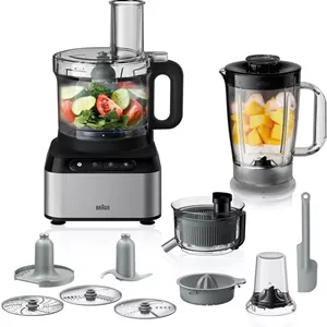 غذاساز 12 در 1 براون مدل Fp 3235 Si Purease، 800 وات، کاسه 2.1 لیتری، طراحی فلزی، مشکی