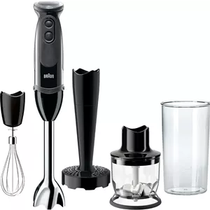 مخلوط کن دستی برقی چندکاره براون سری Multiquick 5 Vario مدل MQ5027 (دارای میله مخلوط کن استیل ضد زنگ، خردکن 1.5 لیتری، پوره ساز، همزن و لیوان)، مشکی
