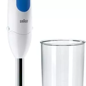 مخلوط کن دستی براون MultiQuick 3 700W با ظرف 600 میلی لیتری بدون BPA، سرعت دوگانه، SplashControl و فناوری PowerBell Plus مدل MQ 3000 Smoothie  سفید، آبی، MQ 3000 Plus
