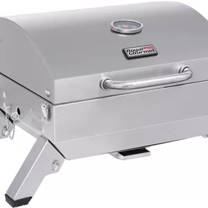 گریل استیل قابل حمل رویال گورمت مدل GT1001، گریل گازی رومیزی BBQ با قدرت 10000 BTU با پایه های تاشو و درب قفل شونده، مناسب کمپینگ در فضای باز، عرشه و مهمانی های کنار خودرو، نقره ای