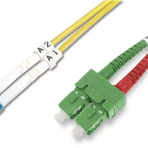کابل پچ فیبر نوری DIGITUS - 3 متری OS2 - SC APC به کانکتور LC - شبکه فیبر نوری - دوبلکس - تک حالته 09/125 میکرومتر