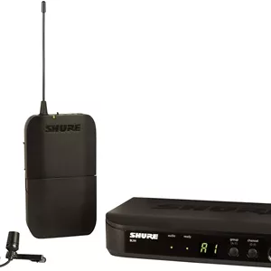 سیستم میکروفون بی سیم Shure BLX14/CVL - عمر باتری 14 ساعته، برد 300 فوت، UHF | شامل میکروفون یقه ای CVL، فرستنده بدنه، گیرنده تک کاناله | باند H9 (BLX14/CVL-H9)