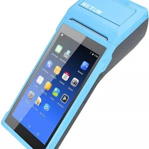 پایانه POS اندرویدی دستی NETUM با پرینتر رسید، جمع‌آوری کننده داده، اسکنر بارکد قابل حمل، بلوتوث USB WiFi BT4.0 آبی (شامل رول کاغذ 58 * 35)