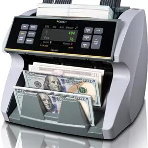 دستگاه شمارش پول تجاری Kolibri KBR-1500 V2 | شمارنده، مرتب کننده و خواننده اسکناس با تشخیص اسکناس تقلبی | دستگاه شمارش پول با ارزش مختلط | پشتیبانی فنی ایالات متحده