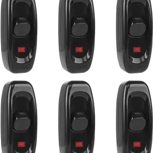 کلید بین راهی سیم برق، AC 250V 10A کلید عبور جریان سیم کابل با چراغ نشانگر LED برای چراغ کنار تخت، چراغ مطالعه، سیم برق رومیزی، مشکی - 6 عدد