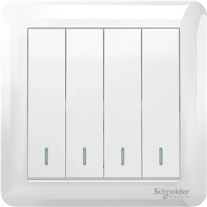 کلید یک پل 4 پل Schneider Electric A3G34B1AWEG11 10AX 250V Affle Plus، سفید