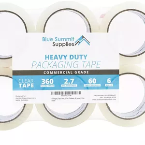 نوار بسته بندی سنگین Blue Summit Supplies، نوار بسته بندی شفاف طراحی شده برای جعبه های اسباب کشی، حمل و نقل، دفتر و انبار، ضخامت 2.7 میلی متر درجه تجاری، طول 60 یارد، مجموع 360 یارد