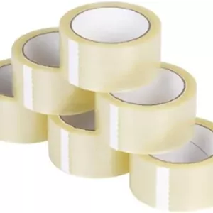 نوار چسب بسته بندی شفاف HOOJO® - 2 اینچ x 50 یارد، نوار بسته بندی چسبی سنگین برای مهر و موم کردن جعبه ها، بسته ها، کیسه های پستی و کارتن های اسباب کشی - نوار قوی اداری و حمل و نقل (6 رول، 2 اینچ x 50 یارد)