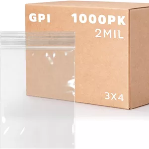 کیسه های زیپ لاک پلاستیکی شفاف و قابل استفاده مجدد GPI - بسته عمده 1000 عددی 3 در 4 با ضخامت 2 میل، کیسه های پلی اتیلن قوی و بادوام با قفل زیپی قابل باز و بسته شدن برای مسافرت، نگهداری، بسته بندی و حمل و نقل.