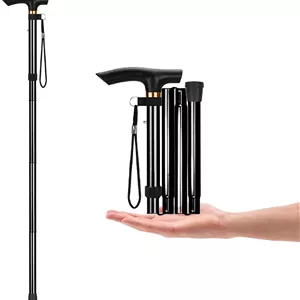 عصای پیاده روی آلیاژ آلومینیوم YOBOKO - عصای تاشو برای پیاده روی - عصای ضد لغزش برای سالمندان با قابلیت تنظیم طول