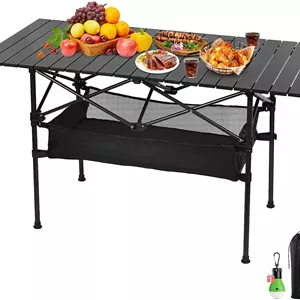 میز کمپینگ STAYOUNG - میز کمپینگ تاشو آلومینیومی برای پیک نیک، BBQ، مهمانی، حیاط خلوت، ساحل (120 * 55 * 50 سانتی متر، مشکی)
