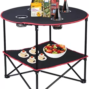 میز تاشو کمپینگ Lomeshow با 4 جای لیوان و کیف حمل، میزهای قابل حمل بوم تاشو برای BBQ، ماهیگیری در فضای باز، پیک نیک در فضای باز، ساحل، بازی ها، کمپ
