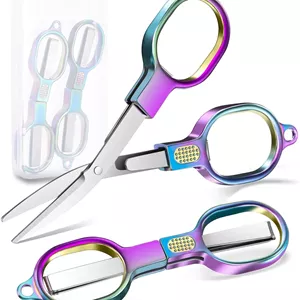 قیچی مسافرتی تاشو زیکولو، بسته 2 عددی، ایمن و مطابق با TSA، کوچک و قابل حمل با جعبه، برش دهنده های جمع شونده استیل ضد زنگ مینی، قیچی جیبی برای خانه، فضای باز، دفتر