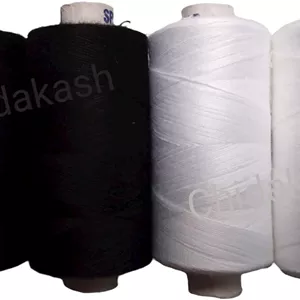 نخ خیاطی چیداکاش® 550 M، 4 عددی، نخ های دوخت مشکی و سفید پلی استر پنبه ای بادوام و محکم برای لوازم جانبی خیاطی دستی و ماشینی