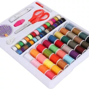 جعبه خیاطی قابل حمل Tnfeeon با لوازم و ابزار خیاطی DIY شامل سوزن، قیچی، نخ، سوزن نخ کن، متر نواری برای منزل، مسافرت و مواقع اضطراری