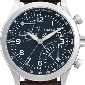 ساعت مچی آنالوگ مردانه TIMEX Waterbury Traditional با صفحه گرد آبی و بند پلاستیکی قهوه ای مقاوم در برابر آب - TW2W47900UJ
